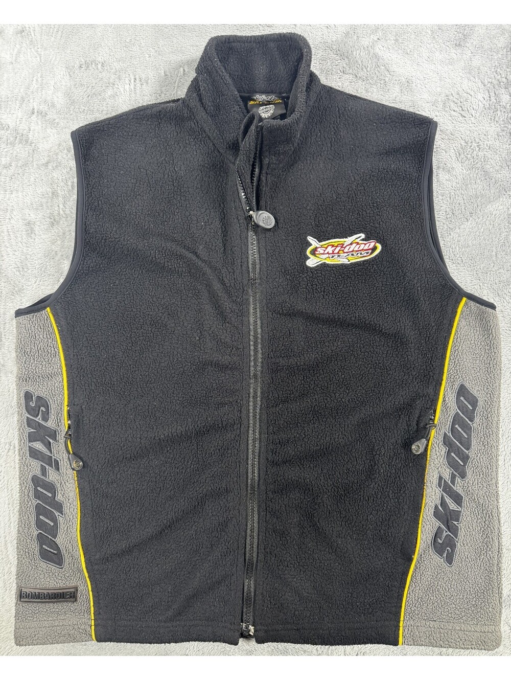 VINTAGE Ski-Doo Top Bombardier Vest Mens Large Snowmobile Racing Team 90s Zip
